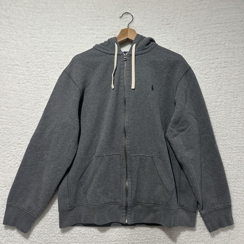 Polo Ralph Lauren Men's Gray Full Zip  Embroidered Logo Hoodie Jacket Size XL/TG